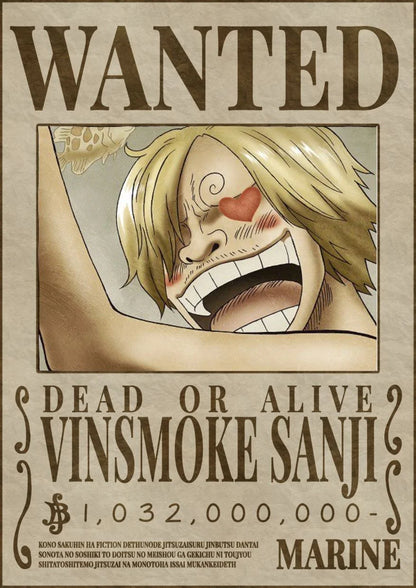 One Piece Wanted Poster Set of 12 posters